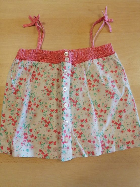jupe Lisa Rose blanc motif fleur taille  6 ans