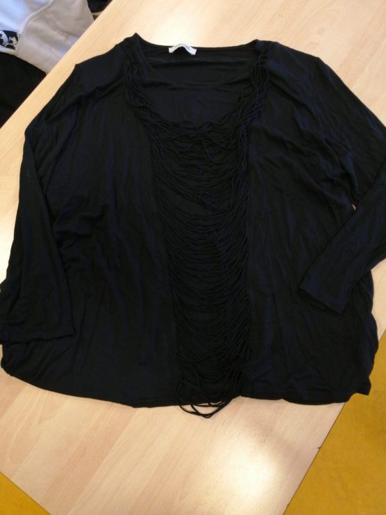 T-shirt à manches longues avec épaulettes Taille L  Noir Femme Clin d'Oeil