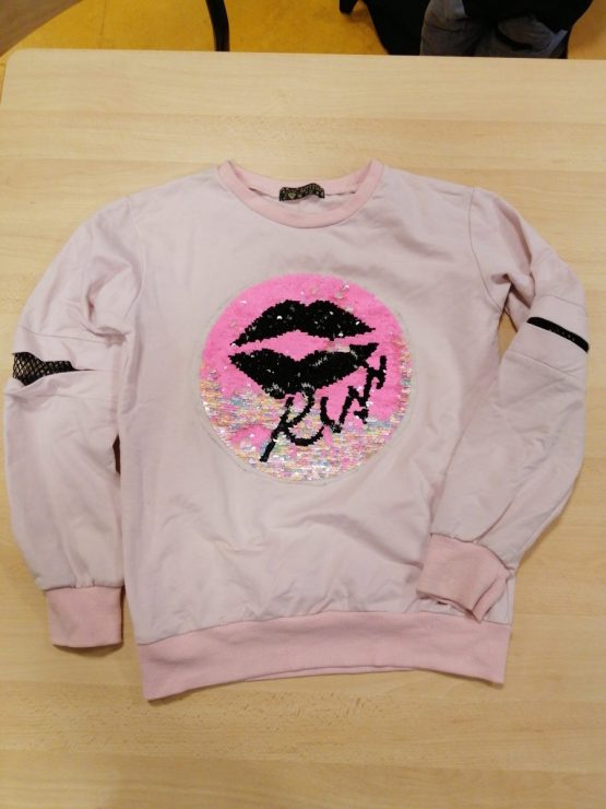 Pull rose happy star Taille : 12 ans